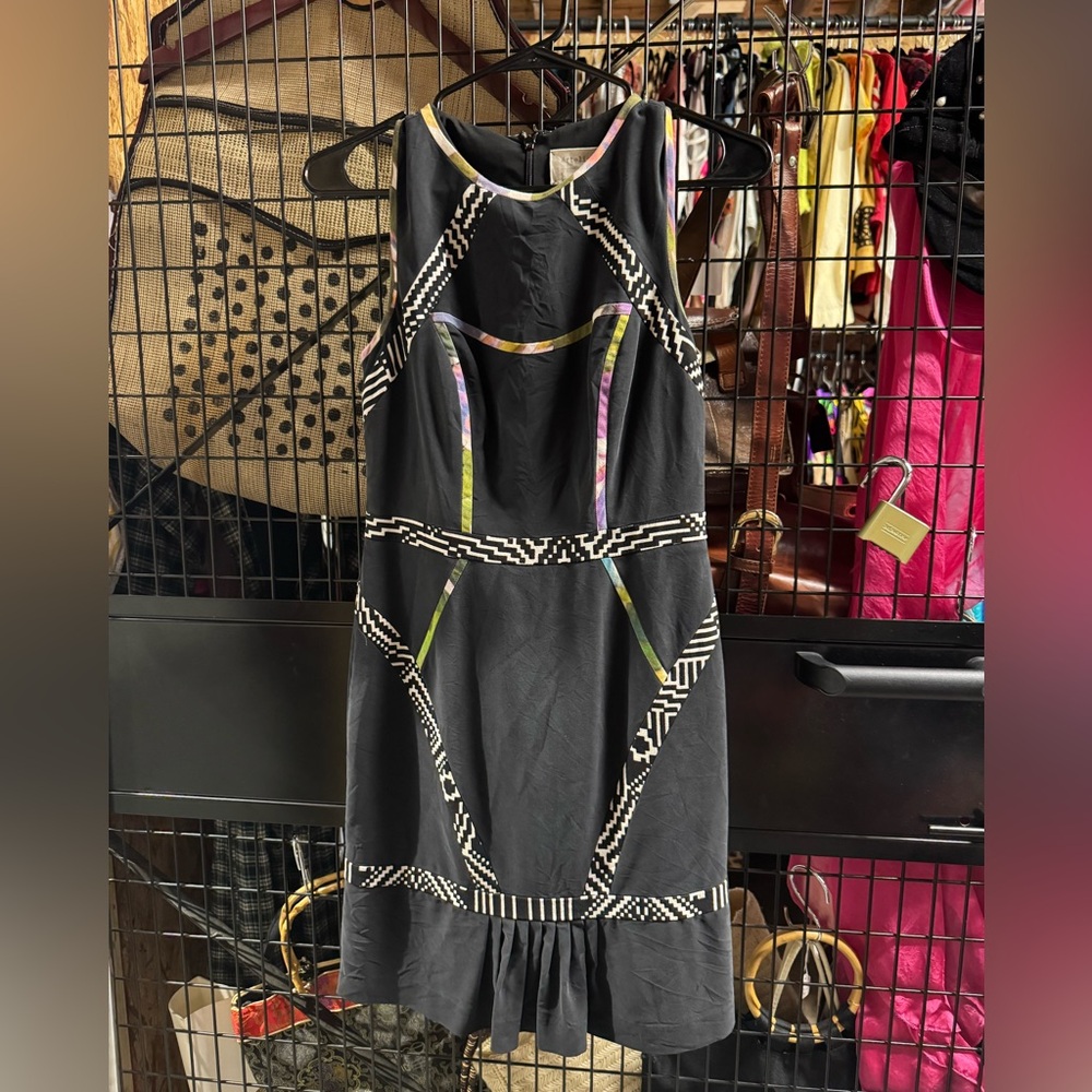 Nicole Miller Artelier Black Geometric Cocktail Dress